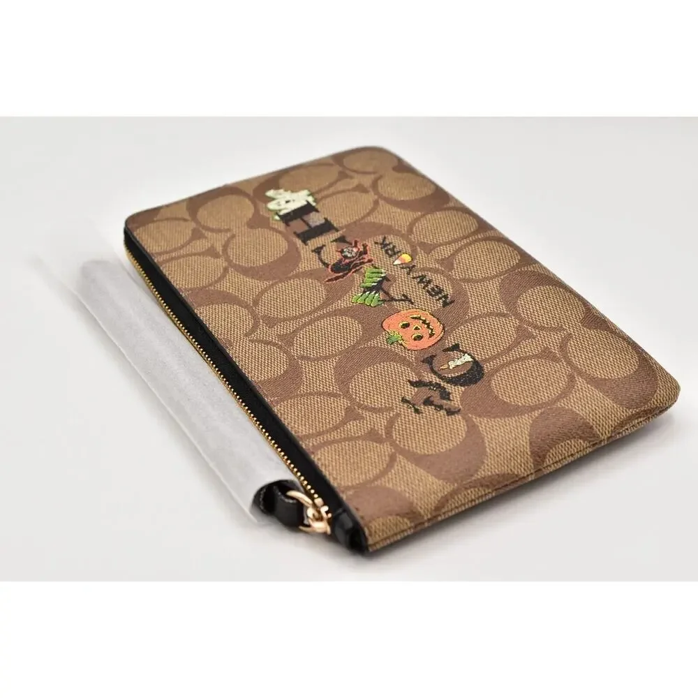 Coach HALLOWEEN Wristlet Bag Cards ID XL Phone Case Witch Bats Cat Pumpkin NEW